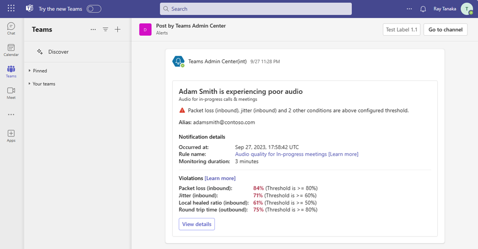 Microsoft Teams Admin Center Gets Rule-Based Monitoring Alerts to Enhance Meeting Quality