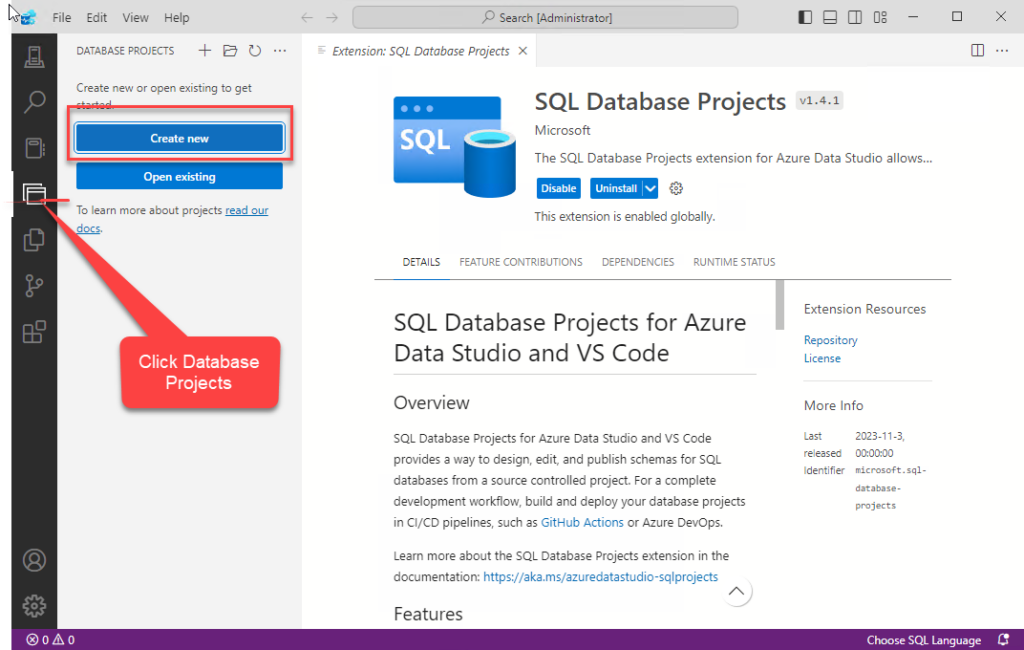 Create SQL database using Azure Data Studio