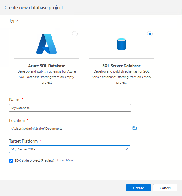 Azure Data Studio - create SQL database