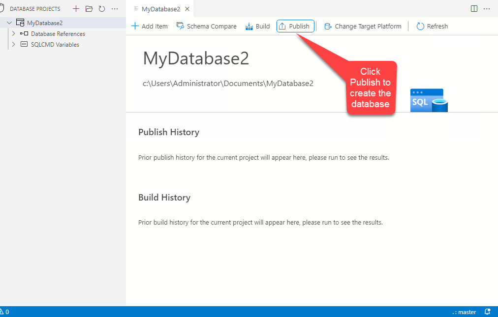 Publish SQL database using Azure Data Studio