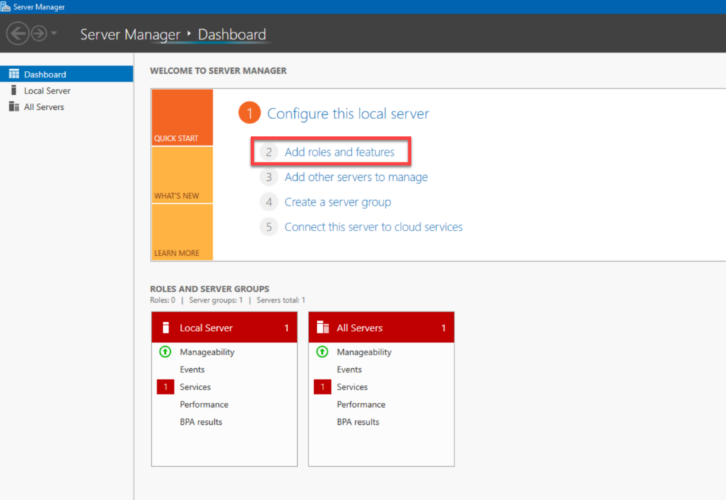 Server Manager in Windows Server 2022