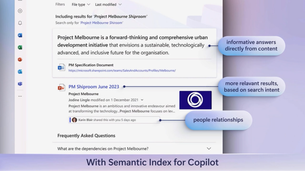 Search results with Semantic Index for Copilot in Microsoft 365