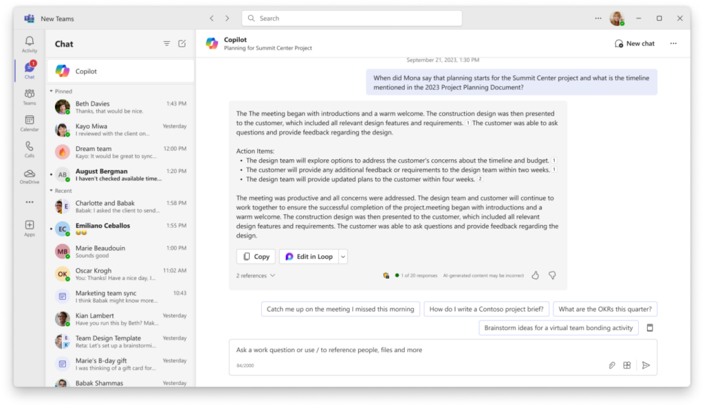 Microsoft Teams Gets New Copilot Experience with Personalized Prompts