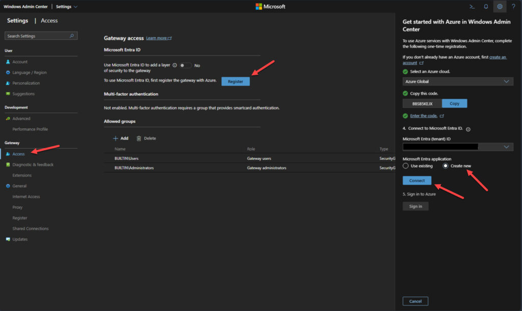 Getting started with Azure in Windows Admin Center RBAC