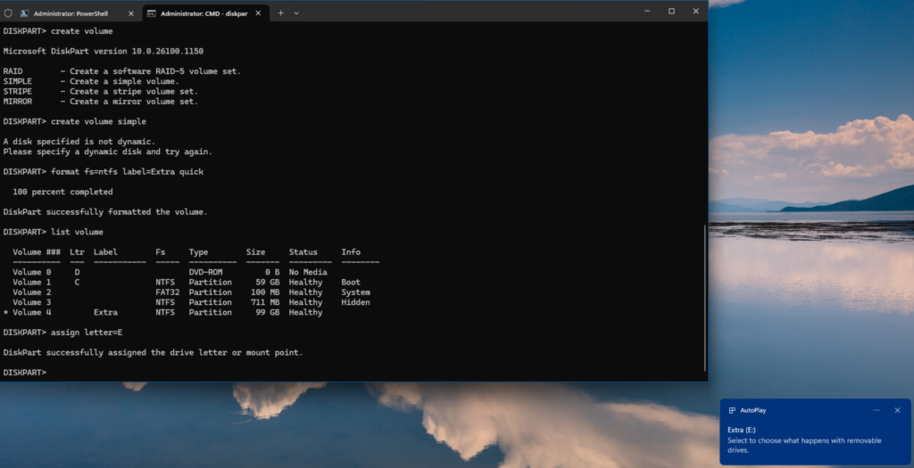 Diskpart 'list volume' shows all the volumes on the computer