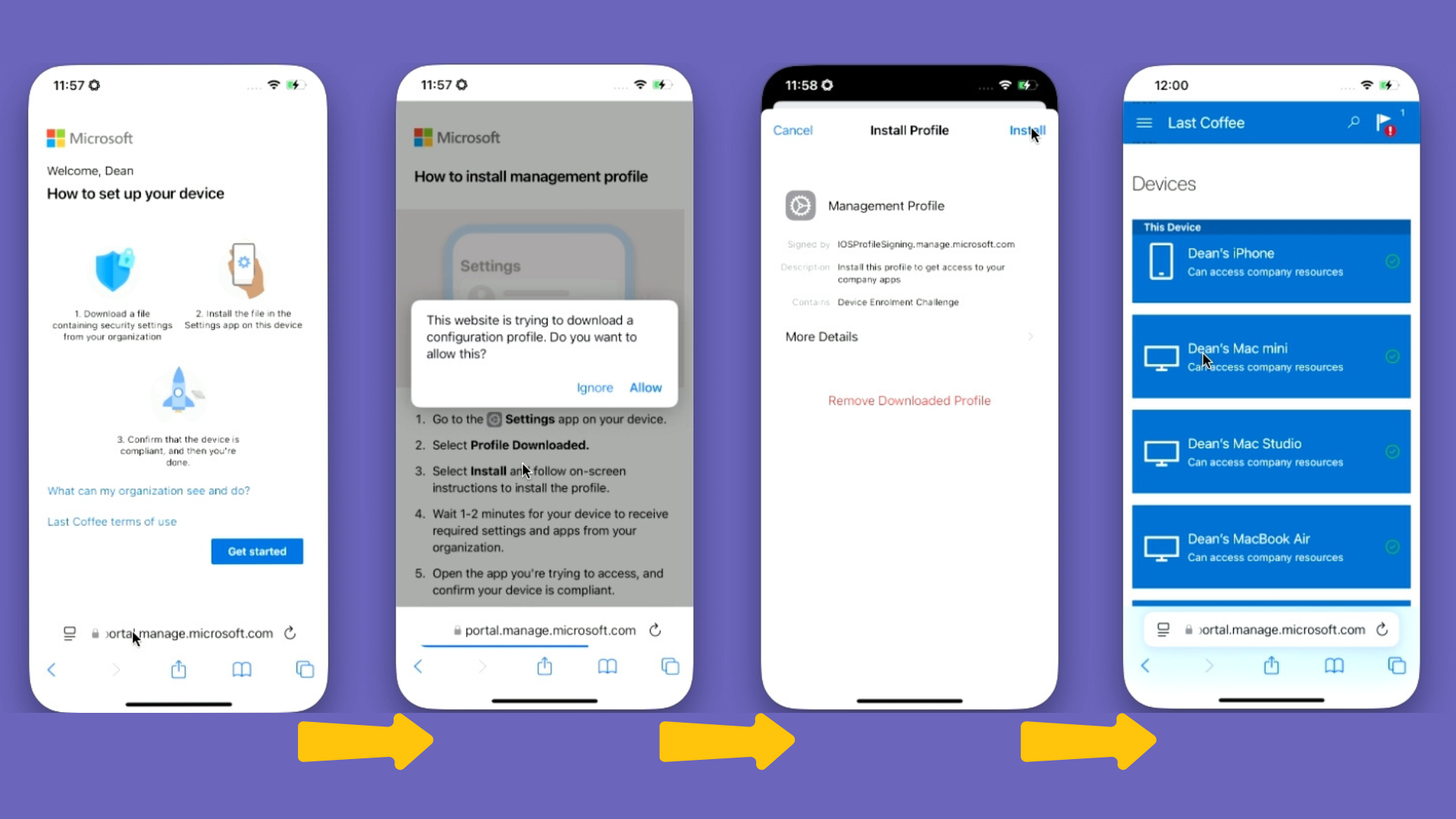 Enroll iOS device using Intune web-enrollment