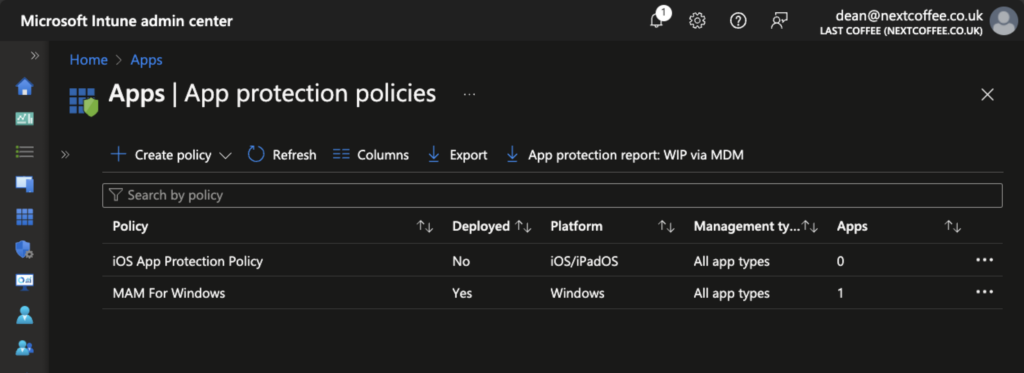 App Protection Policies in Microsoft Intune