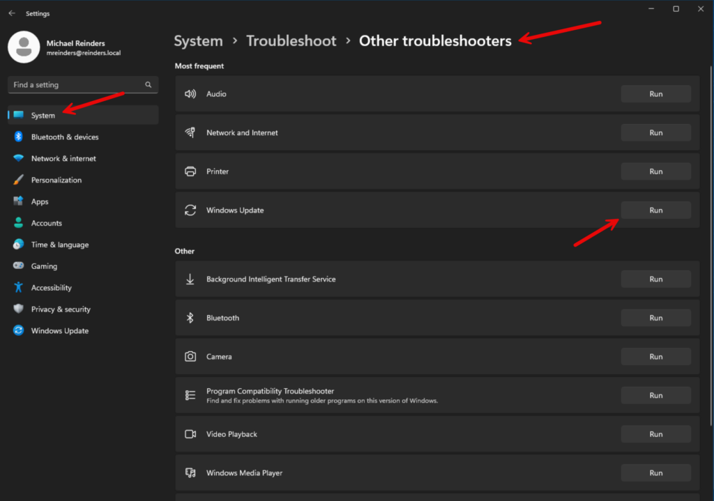 Fix Windows Update using the Windows Update Troubleshooter