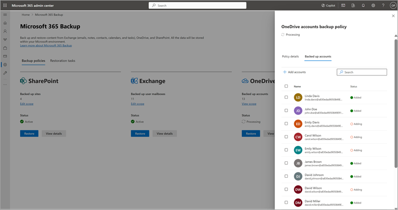 Create a OneDrive backup policy using Microsoft 365 Backup