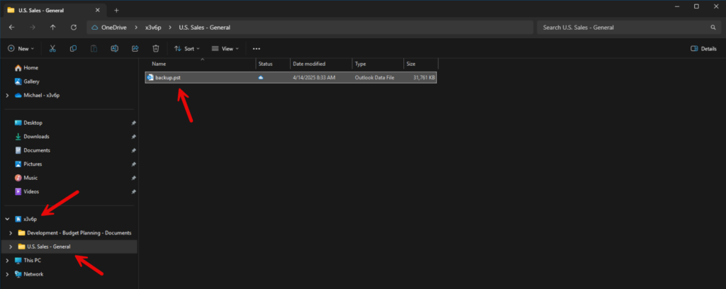 File Explorer showing the newly synced SharePoint Files section