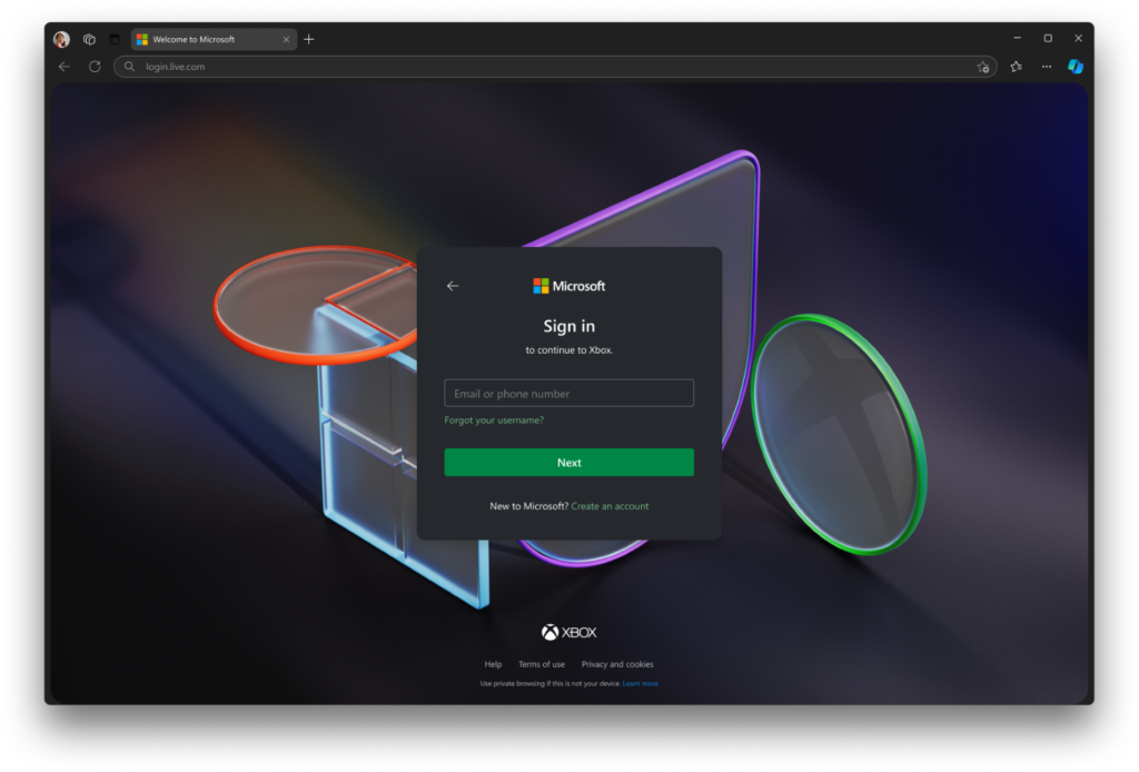 The new Microsoft Account authentication experience changes with your local device's theme