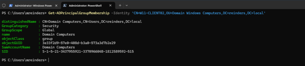 Getting group memberships of a computer object