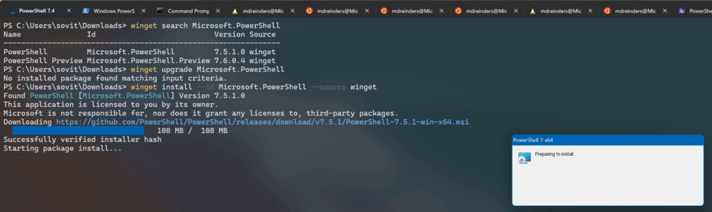 Searching for and using correct syntax to Update PowerShell