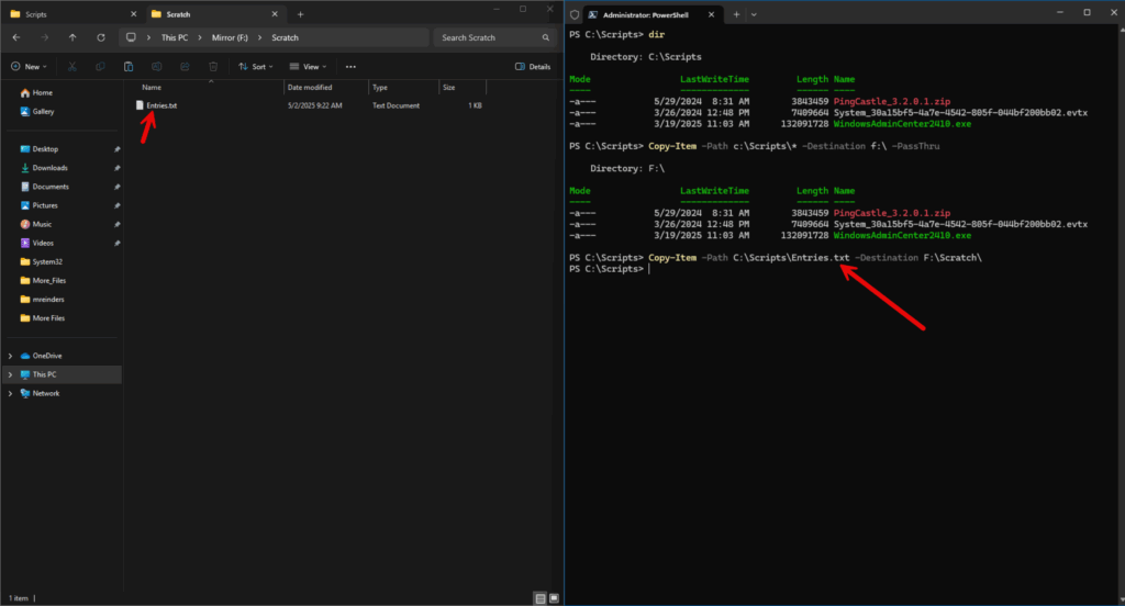 Copying a single file with PowerShell Copy-Item