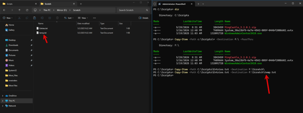 Copying a file and renaming it in the destination