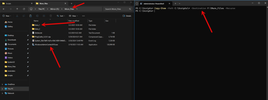 Copying files with subfolders to destination