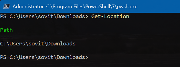 Using 'Get-Location' to see the current working directory