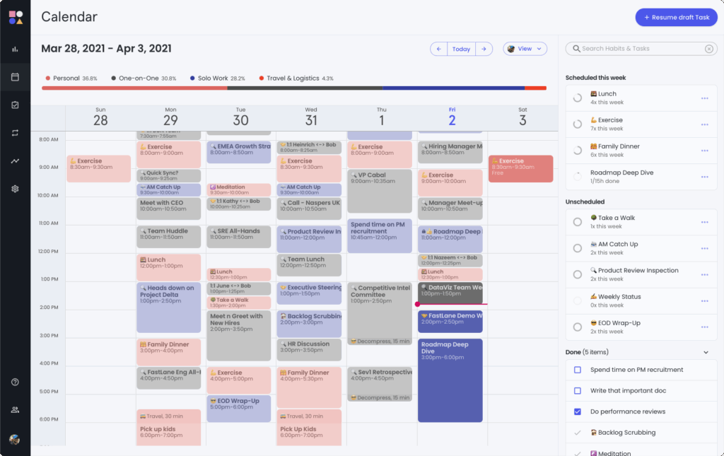 Reclaim AI calendar