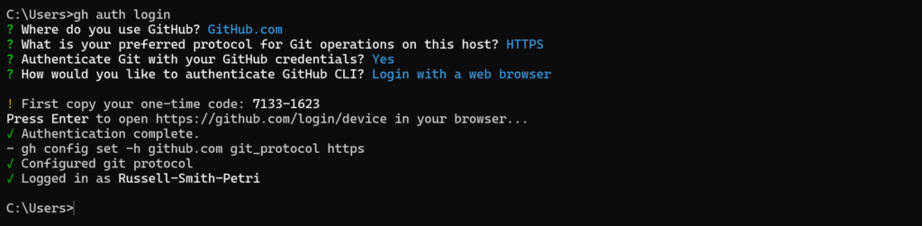 Authenticate to GitHub using the command line