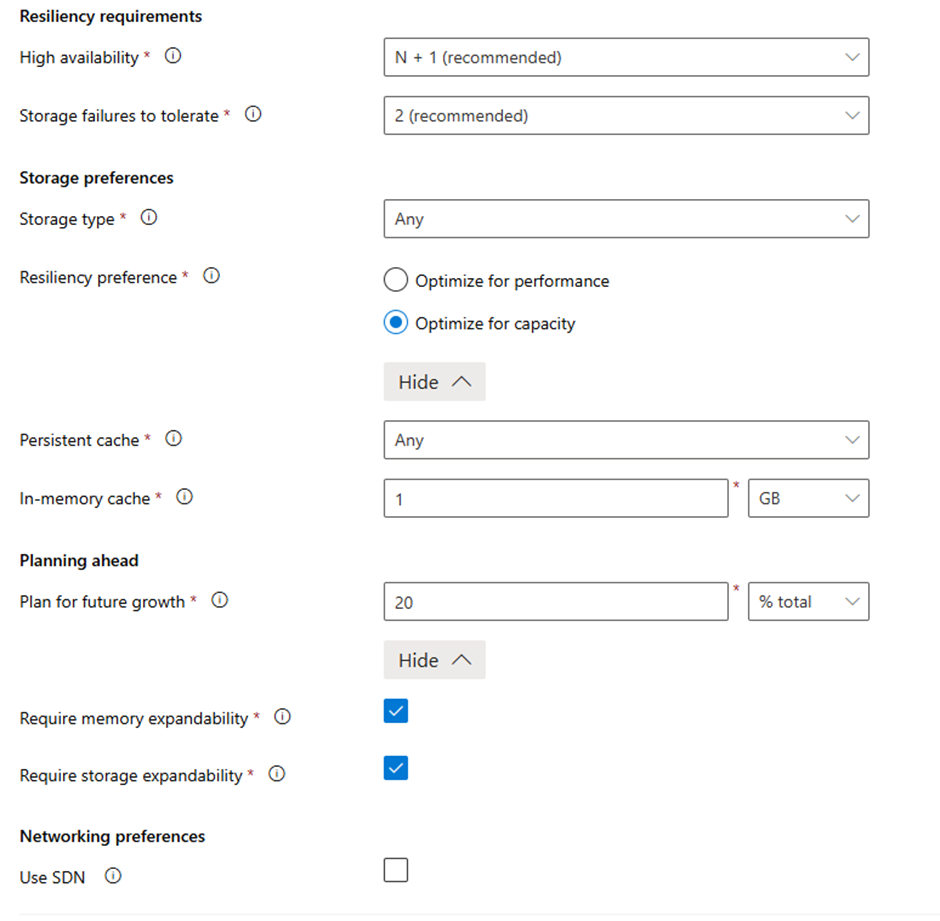 Azure Local Sizing Tool it delivers a strong result for a first estimation