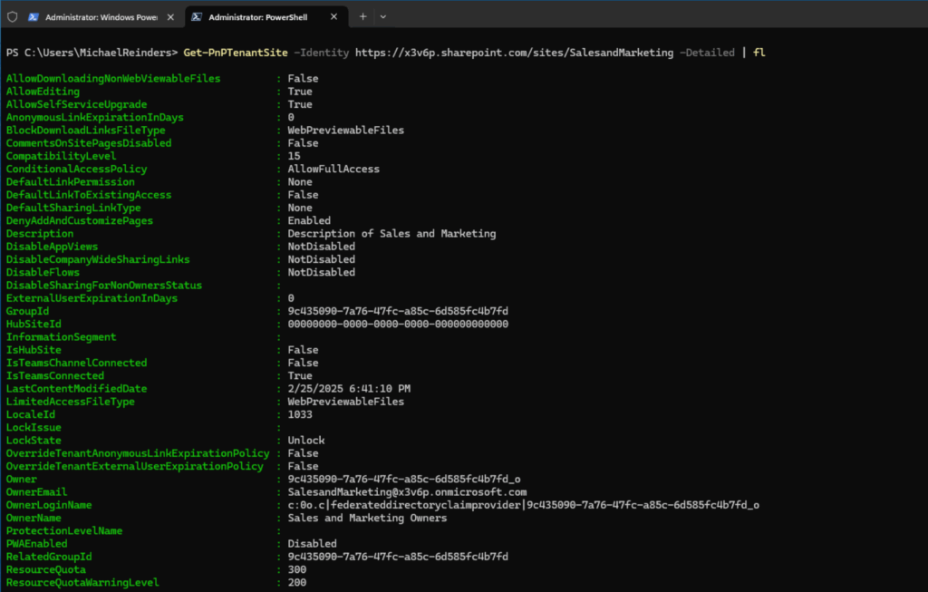 Getting LOTS of detail on a specific SharePoint site with the 'format-list' command
