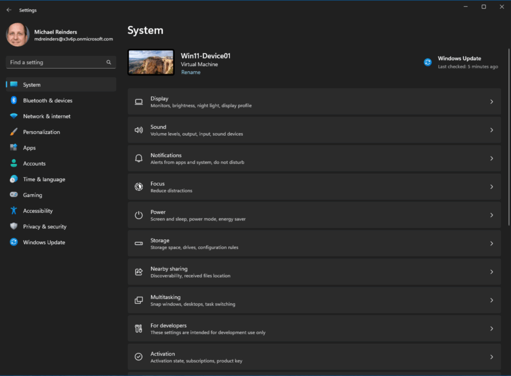 The Settings app in Windows 11