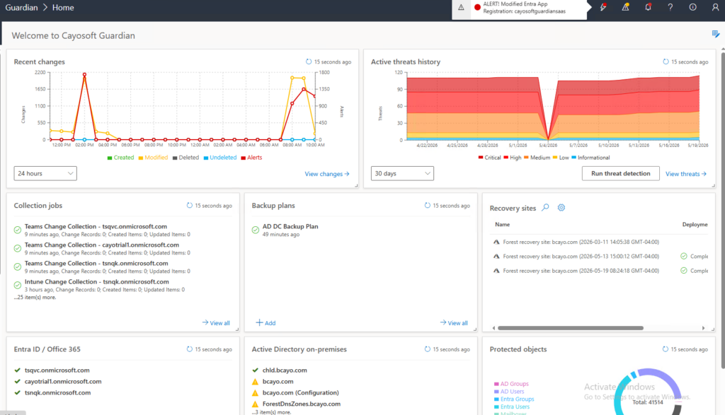 Cayosoft Guardian Instant Forest Recovery protects on-premises Active Directory and Microsoft Entra ID