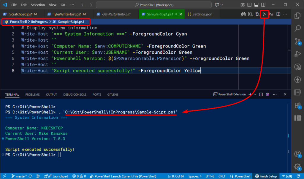 Working with PowerShell and Visual Studio Code