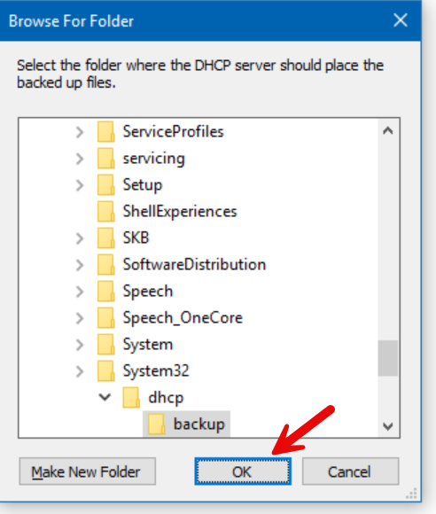 Choosing the default location and clicking OK