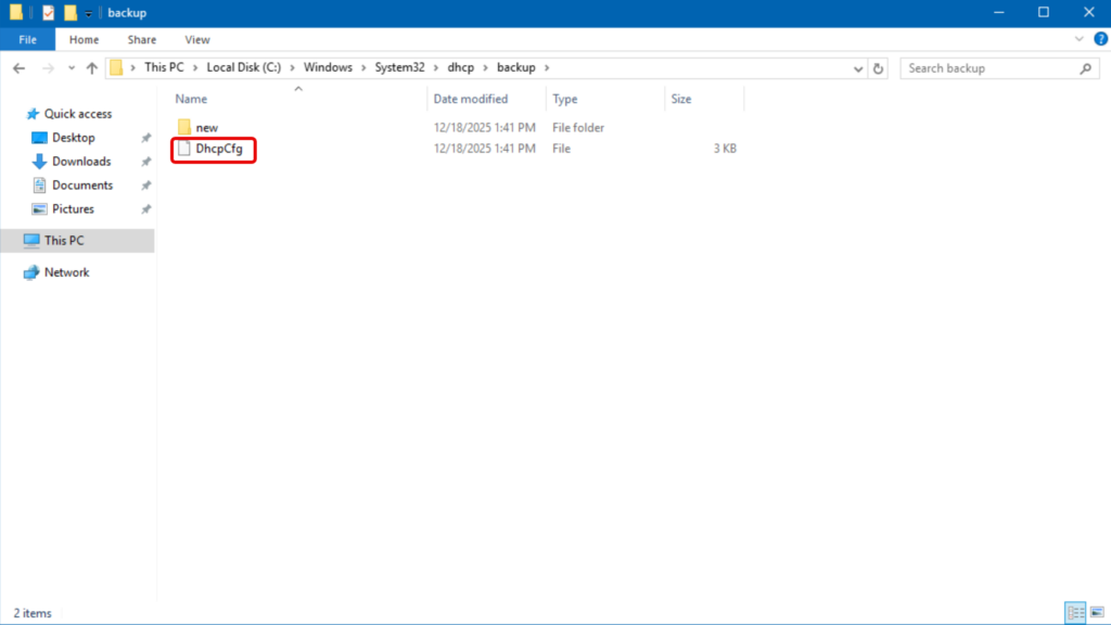 The default location and the backed up file(s)