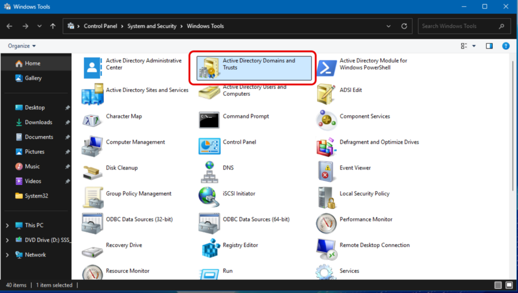 Active Directory Domains and Trusts