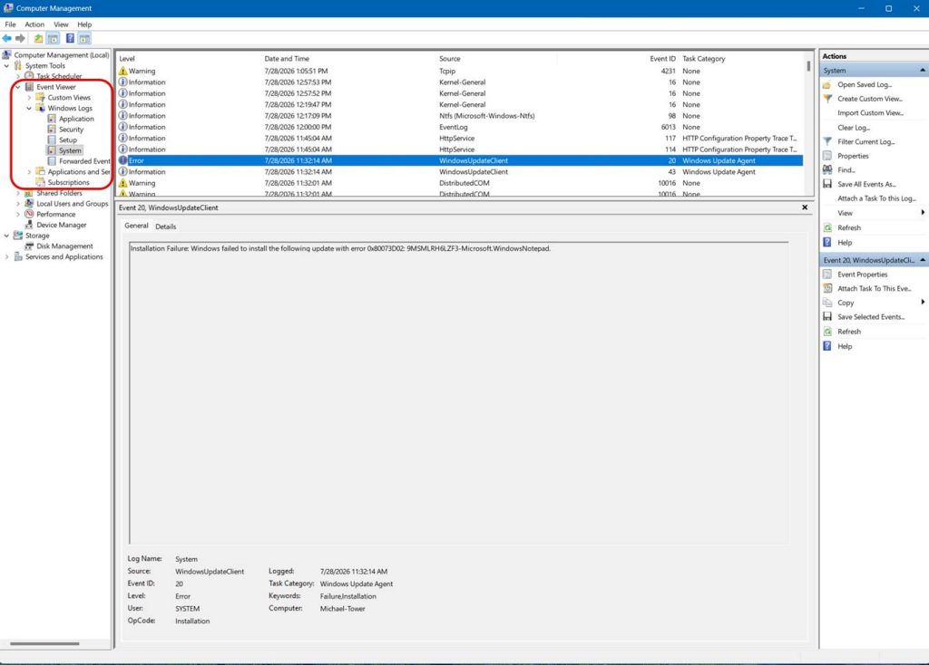 Windows troubleshooting tools - Start with the Event Viewer