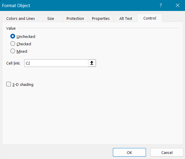 Linking a legacy Checkbox Form Control to a cell