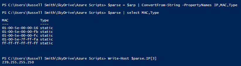 Processing the data in PowerShell (Image Credit: Russell Smith)