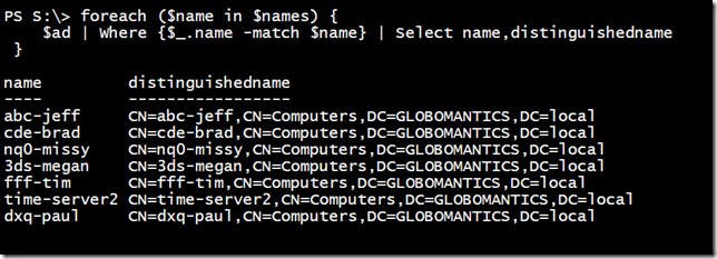 Filtering computer names (Image Credit: Jeff Hicks)