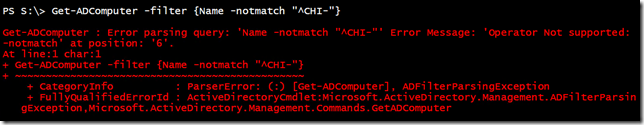 Invalid filtering operator (Image Credit: Jeff Hicks)