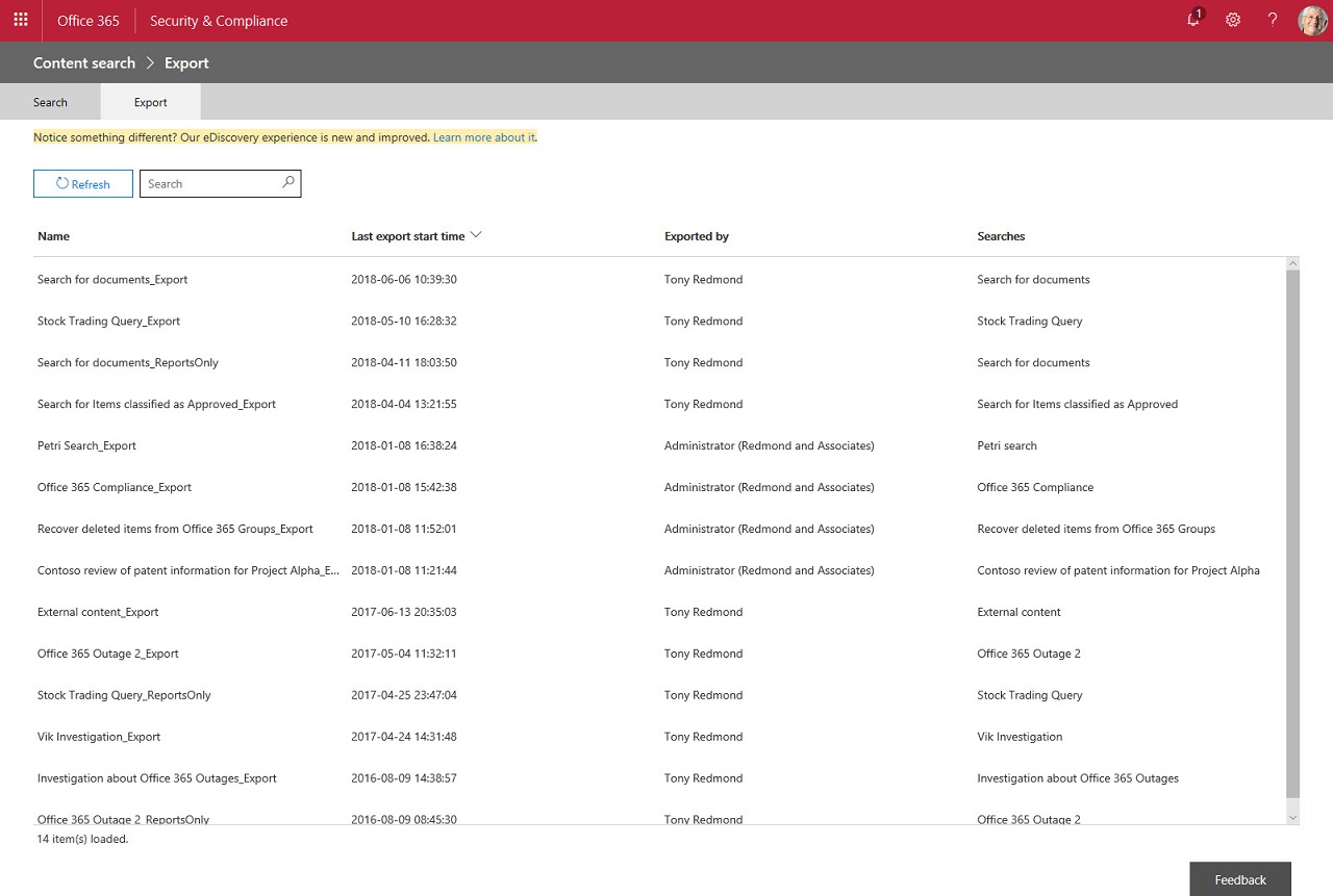 Content Searches Office 365